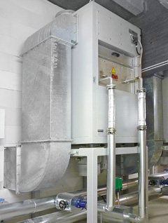 Hot air boxes for nozzle dryers: hot air box with steam air heater (vertical design)