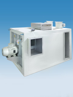 Hot air boxes for nozzle dryers: hot air box with electrical air heater (horizontal design)